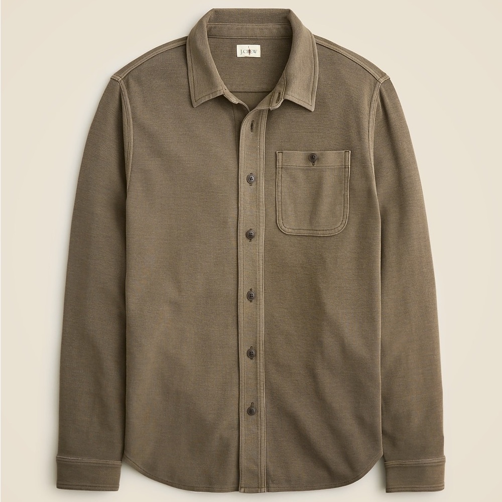 J. Crew Cotton waffle green shirt